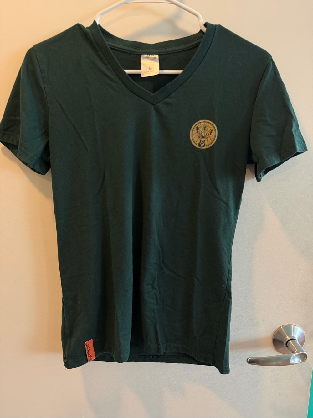 Jagermeister Dark Green V-Neck Tee with Gold Logo